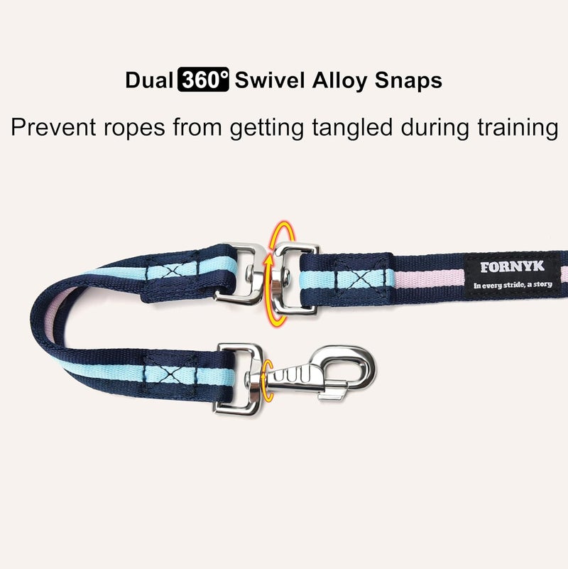 Fornyk Lunge Line for Horse, Premium Equine Lunge Line with Alloy Trigger Buckle and Dual Swivel Snaps for Accurate Equestrian Training, Competition and Daily Use, 26ft/8m (Navy-Pink-Navy) - Image 2